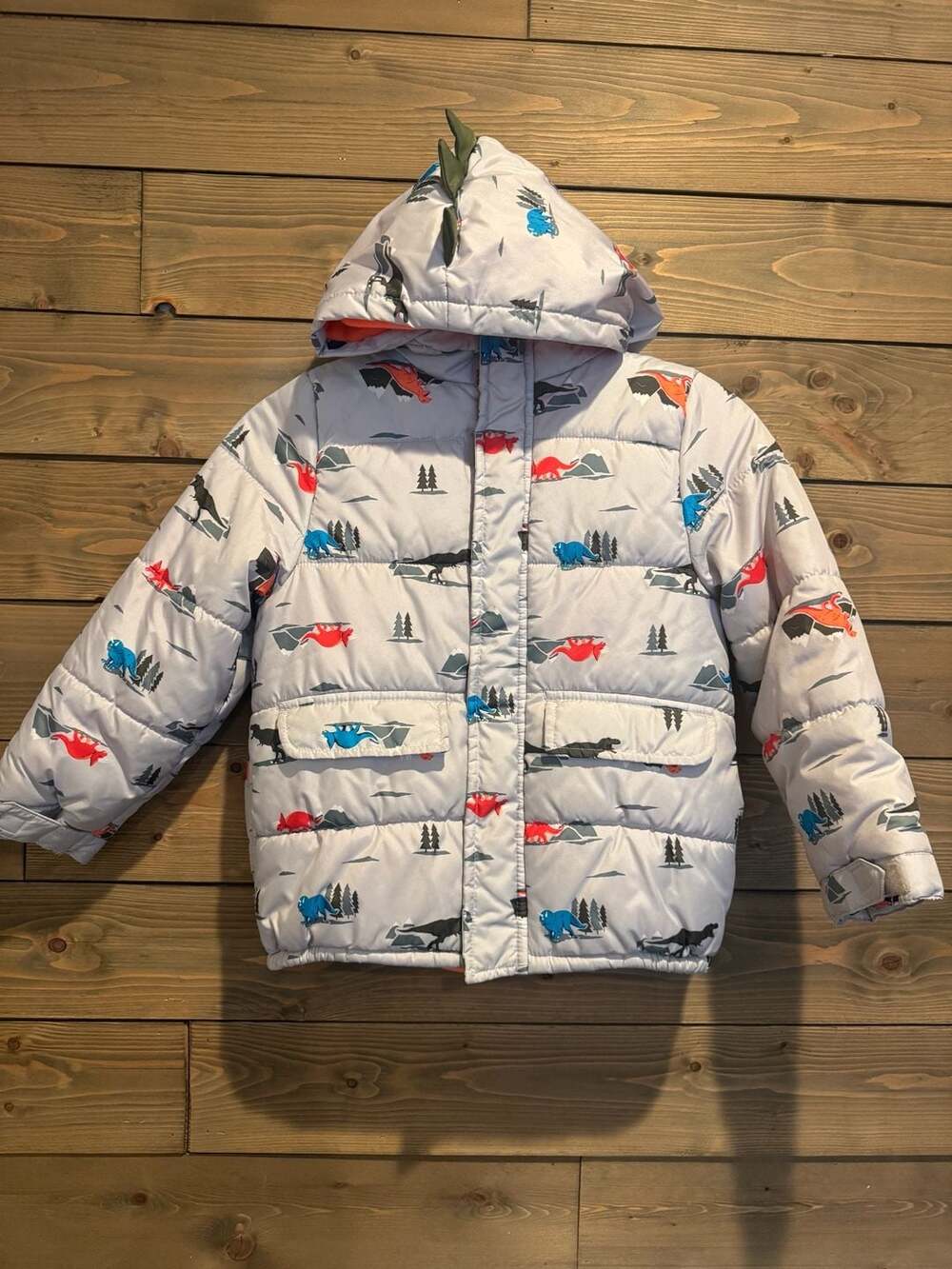 The Children's Place Dinosaur Winter Coat Hooded Puffer Jacket Large (7)